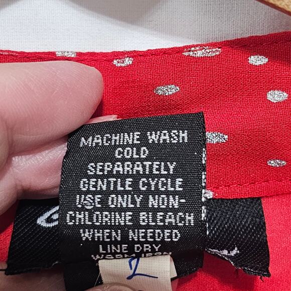 Check Me First Layered Red with Silver Polka-Dot Tie Sleeves and Belt Large NWOT - Picture 3 of 7